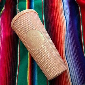 Starbucks 2024 Peach Pink Iridescent Studded Cold Cup Tumbler 24oz